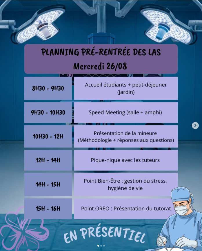 Planning de pré-rentrée des L.AS 1 w1